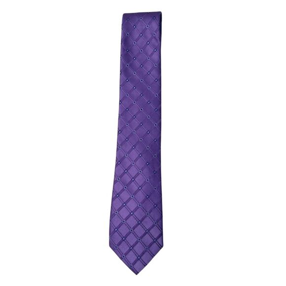 Stafford 100% Silk Tie Purple Geometric Pattern 60" - Picture 1 of 6